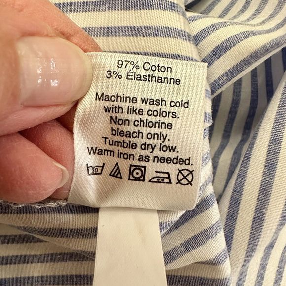 J. Crew Factory One Shoulder Top Stripe J0838 $54.50 Cotton Blend Blue White, 8 - Picture 13 of 13